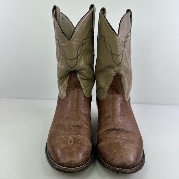 Tony Lama Men's Brown Beige Western Boots - Size 9 EE - Picture 4 of 8
